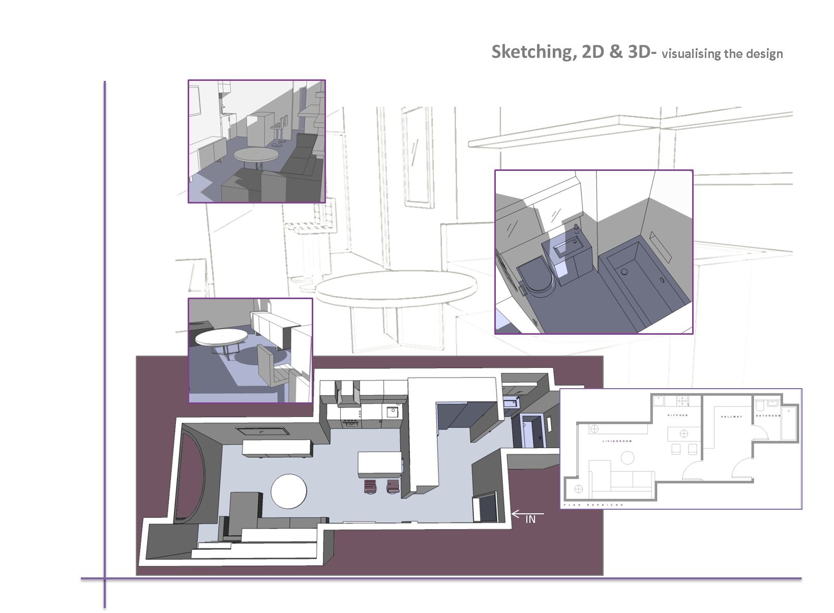 Barbican Studio Flat 3D Drawing